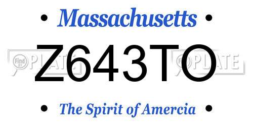 Z643TO Massachusetts License Plate