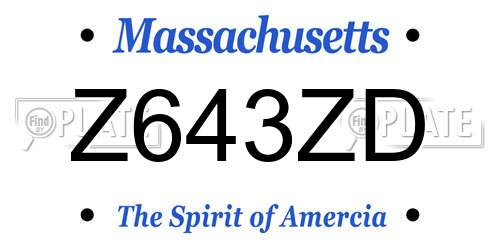 Z643ZD Massachusetts License Plate