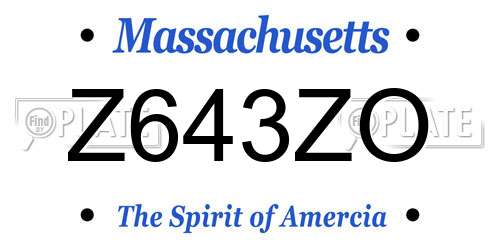 Z643ZO Massachusetts License Plate
