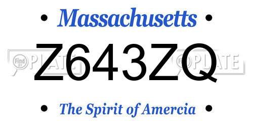 Z643ZQ Massachusetts License Plate