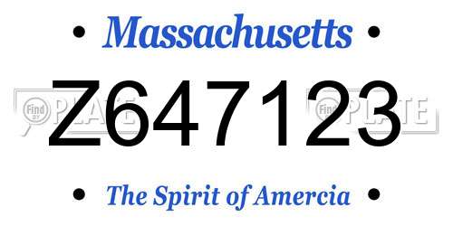 Z647123 Massachusetts License Plate