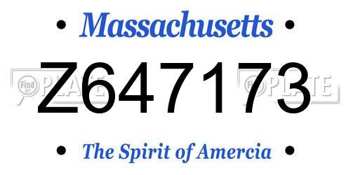 Z647173 Massachusetts License Plate