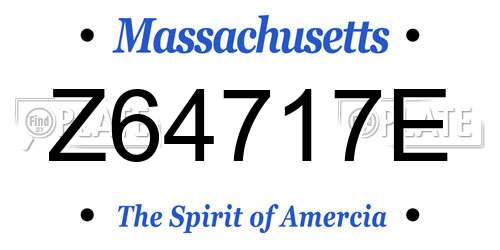 Z64717E Massachusetts License Plate