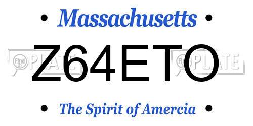Z64ETO Massachusetts License Plate