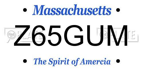 Z65GUM Massachusetts License Plate