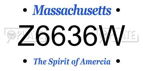 Z6636W Massachusetts License Plate