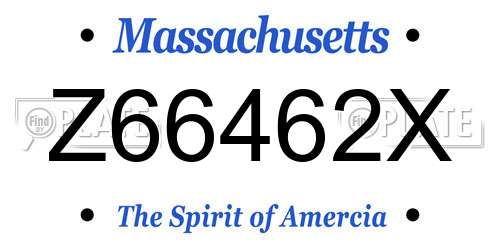 Z66462X Massachusetts License Plate