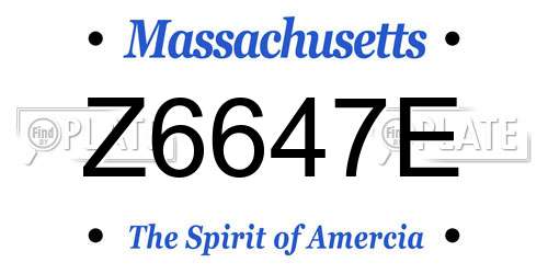 Z6647E Massachusetts License Plate