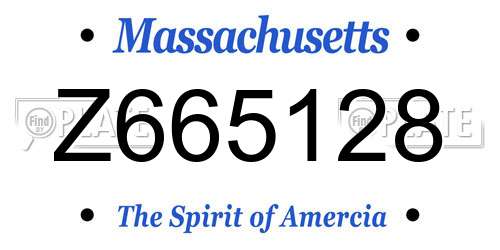 Z665128 Massachusetts License Plate