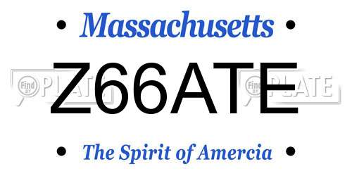 Z66ATE Massachusetts License Plate