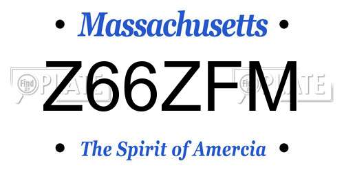 Z66ZFM Massachusetts License Plate