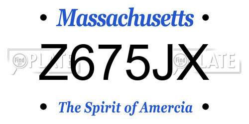 Z675JX Massachusetts License Plate
