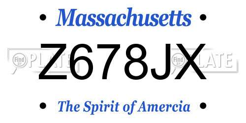 Z678JX Massachusetts License Plate