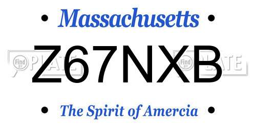Z67NXB Massachusetts License Plate