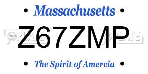 Z67ZMP Massachusetts License Plate