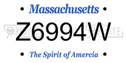 Z6994W Massachusetts License Plate