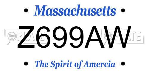 Z699AW Massachusetts License Plate