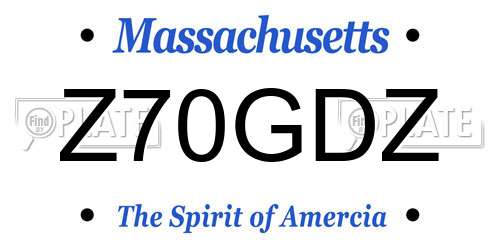 Z70GDZ Massachusetts License Plate