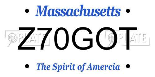 Z70GOT Massachusetts License Plate