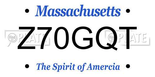 Z70GQT Massachusetts License Plate