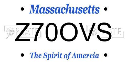 Z70OVS Massachusetts License Plate