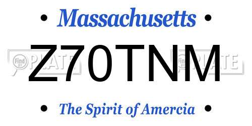 Z70TNM Massachusetts License Plate