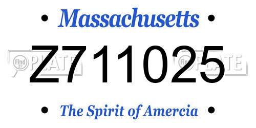 Z711025 Massachusetts License Plate