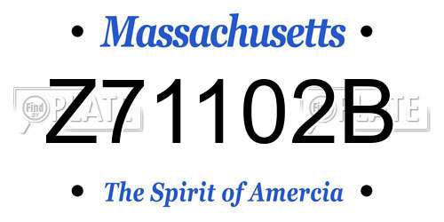 Z71102B Massachusetts License Plate