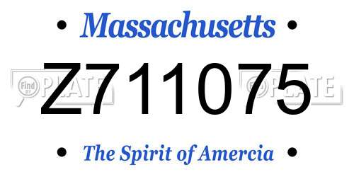 Z711075 Massachusetts License Plate