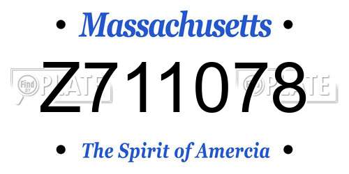Z711078 Massachusetts License Plate