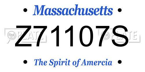 Z71107S Massachusetts License Plate