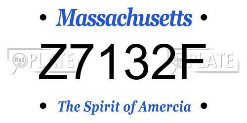 Z7132F Massachusetts License Plate