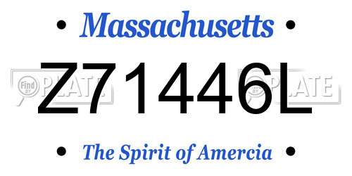 Z71446L Massachusetts License Plate