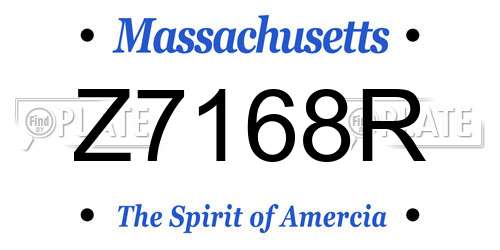 Z7168R Massachusetts License Plate