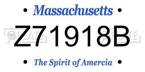 Z71918B Massachusetts License Plate