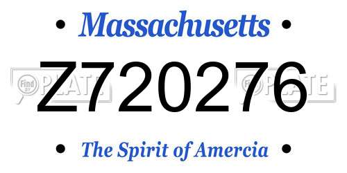 Z720276 Massachusetts License Plate