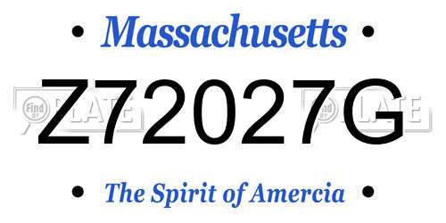 Z72027G Massachusetts License Plate