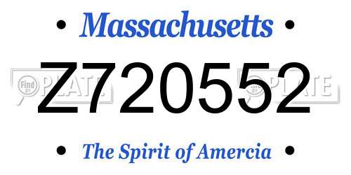 Z720552 Massachusetts License Plate