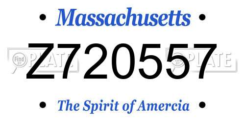 Z720557 Massachusetts License Plate