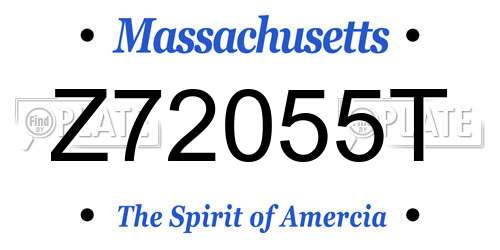 Z72055T Massachusetts License Plate