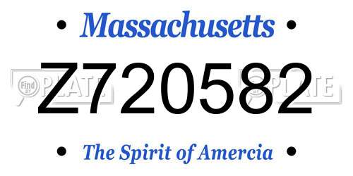 Z720582 Massachusetts License Plate