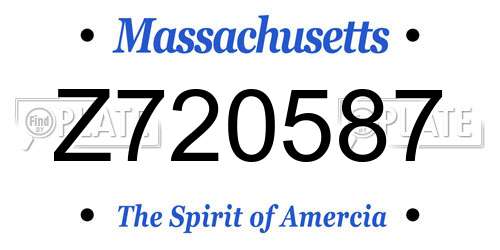 Z720587 Massachusetts License Plate