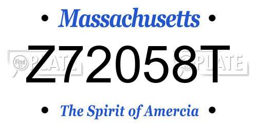 Z72058T Massachusetts License Plate