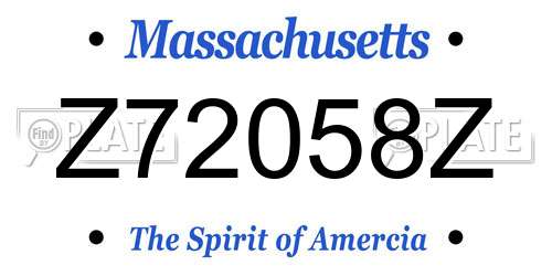 Z72058Z Massachusetts License Plate