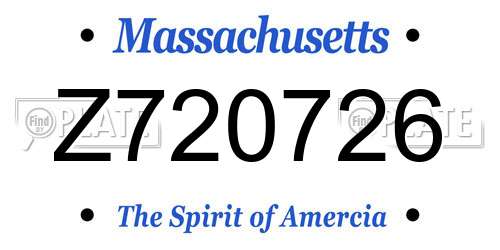 Z720726 Massachusetts License Plate