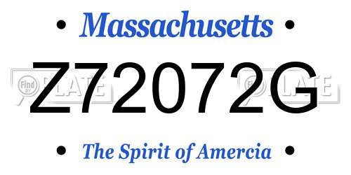 Z72072G Massachusetts License Plate