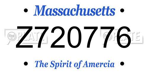 Z720776 Massachusetts License Plate