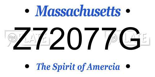 Z72077G Massachusetts License Plate