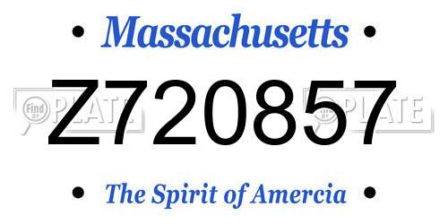 Z720857 Massachusetts License Plate