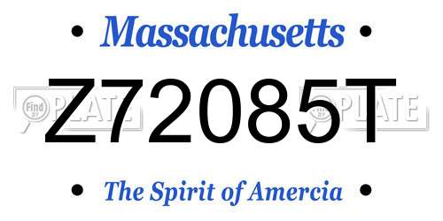 Z72085T Massachusetts License Plate